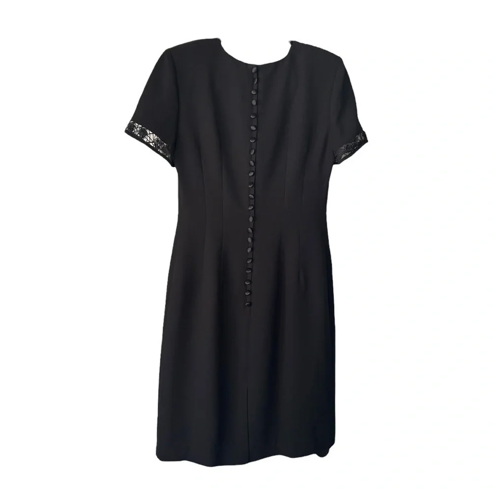 NEW Donna Morgan Little Black Dress Scoop Neck Zip Short Sleeve Womens 6